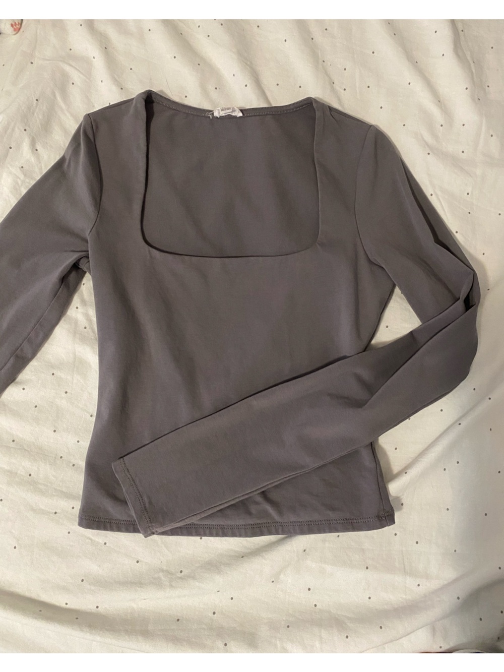 Garage Gray Long Sleeve Square Neck Top